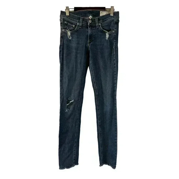 RAG & BONE Women's  Skinny Distressed La Paz Blue Jeans SIZE 25 - Picture 1 of 5